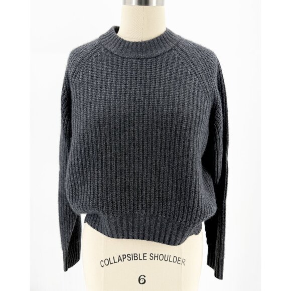 27 Miles Malibu Sweaters - 27 Miles Misia Cashmere Cropped Crew S Charcoal Grey